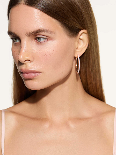 Хупсы из розового золота с эмалью Sakura Color, 2