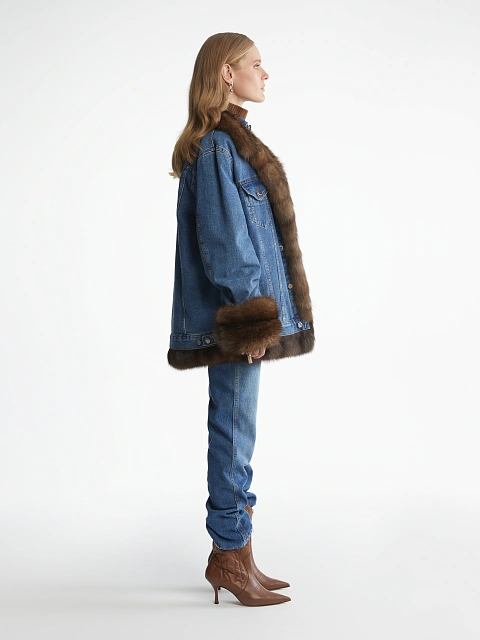 Синяя джинсовая куртка с подкладом из меха баргузинского соболя, 3 Синяя джинсовая куртка с подкладом из меха баргузинского соболя, 3