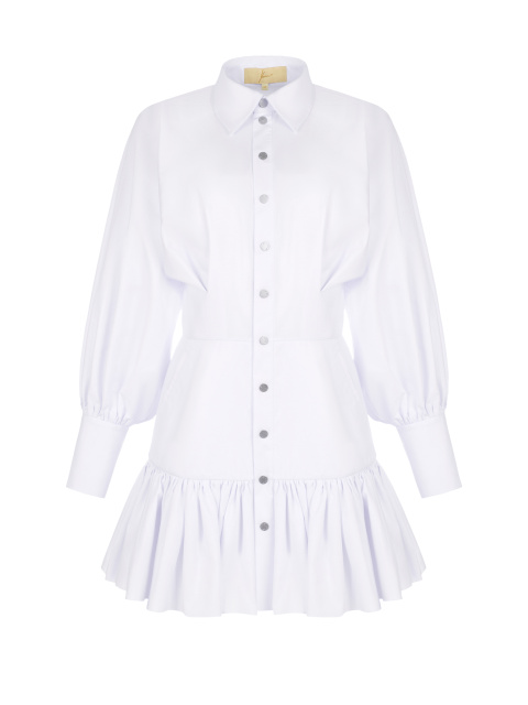 Платье-рубашка из хлопка белого цвета, 1