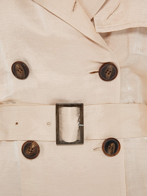 Молочный льняной тренч, 3