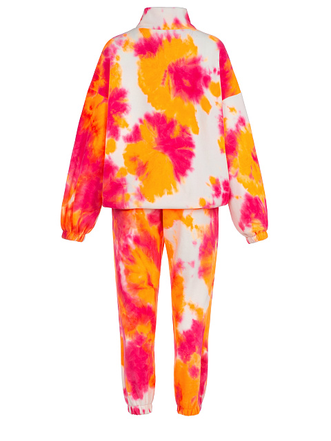 Оранжево-розовый флисовый костюм Tie-Dye с вышивкой, 2
