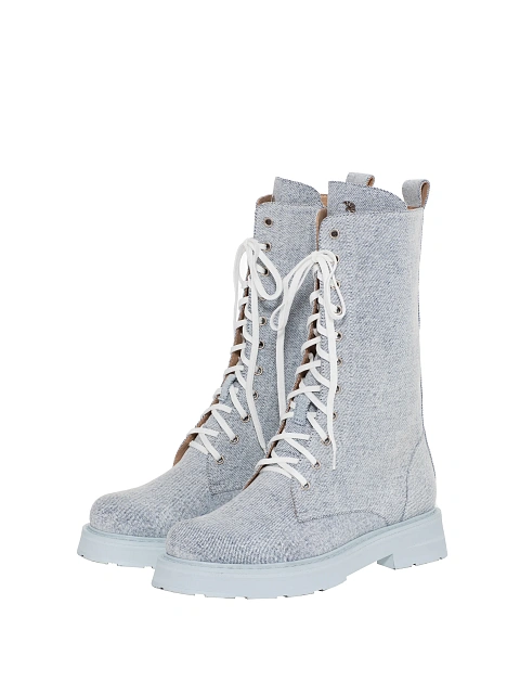 Светло-голубые высокие ботинки из денима, 1