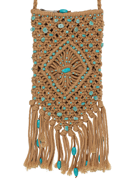 Бежевая сумка-мини с вышивкой бусинами, 3