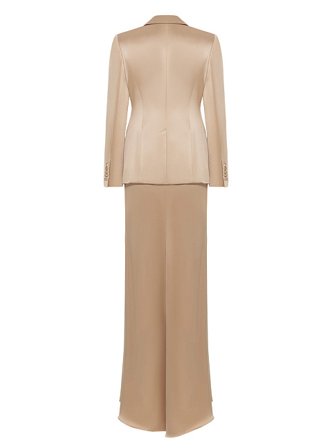 Бежевый шелковый костюм-тройка, 2