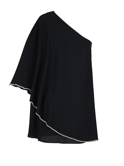 Черное асимметричное платье-мини со стразами, 2