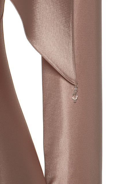 Пудровое асимметричное платье-макси из шелка с драпировкой, 5