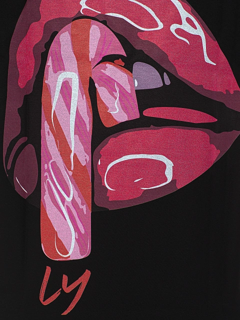 Черная хлопковая футболка с принтом на спине, 3