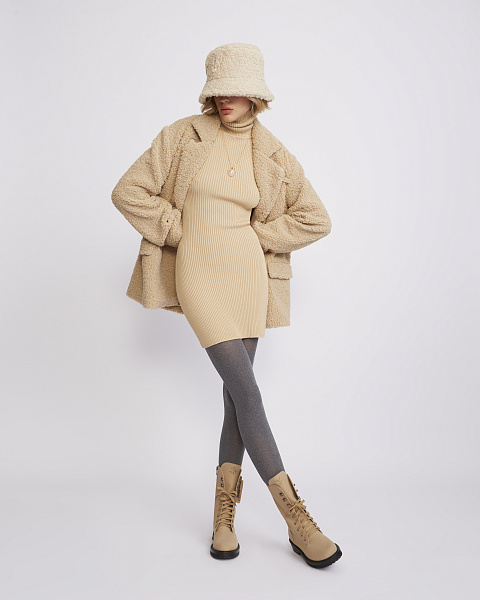 Бежевый жакет из эко-меха, 10