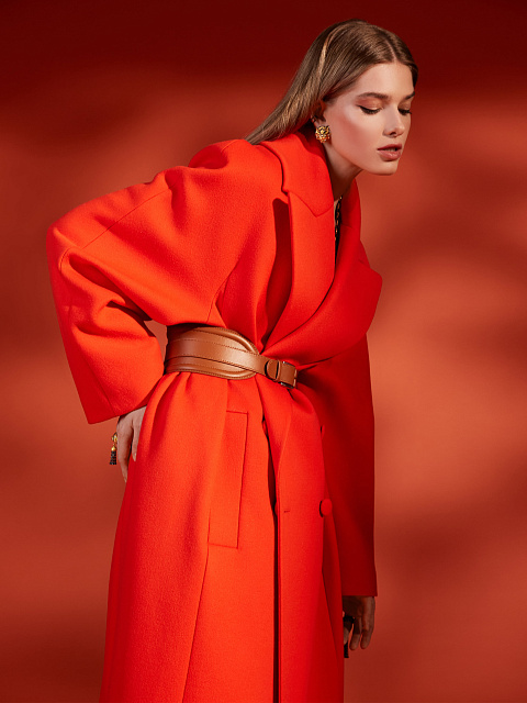 Коричневый широкий ремень из кожи, 3