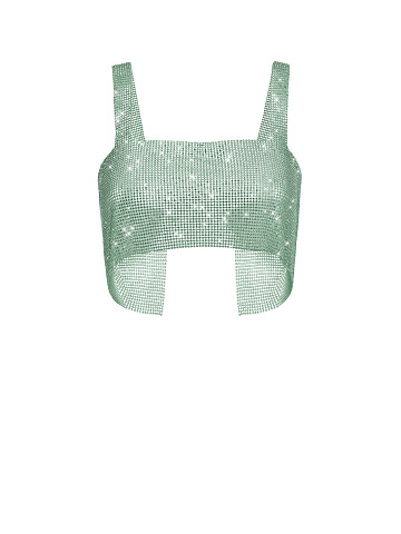 Зеленый укороченный топ со стразами, 1