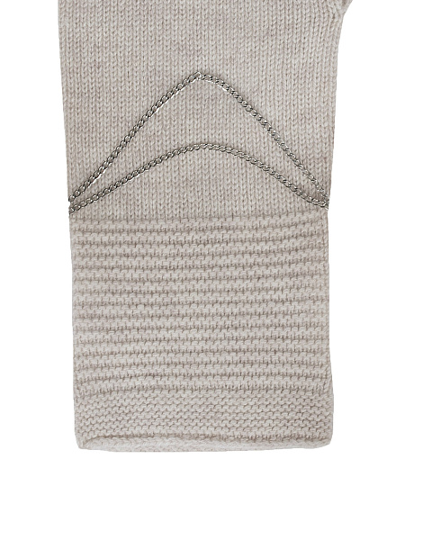 Бежевые кашемировые перчатки с серебряной снежинкой, 2