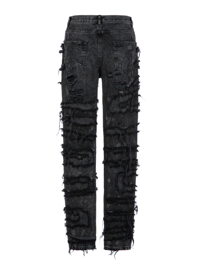 Черные рваные джинсы из хлопка, 2