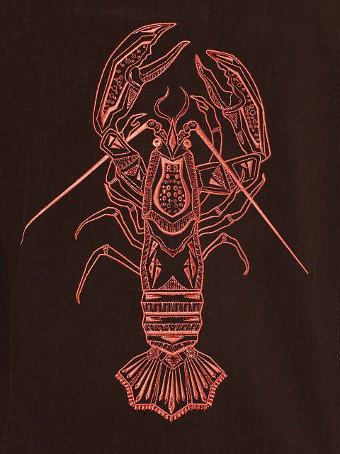 Коричневый хлопковый костюм с вышивкой на спине, 3