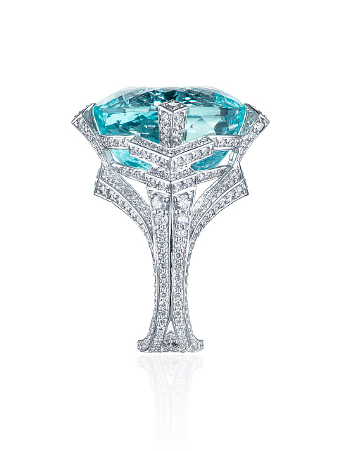 Кольцо из белого золота с турмалинами Параиба и бриллиантами, 3 Кольцо из белого золота с турмалинами Параиба и бриллиантами, 3