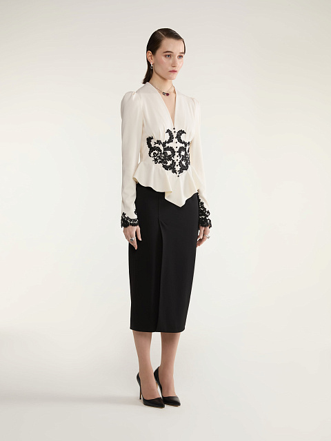 Черно-белое платье-миди с баской, 4 Черно-белое платье-миди с баской, 4