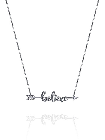 Колье с кулоном "Believe" из черненого золота с бриллиантами, 1