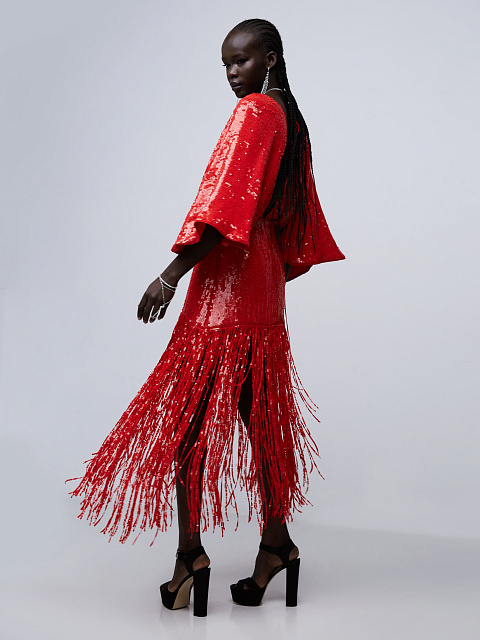 Красное платье-макси в пайетках, 6