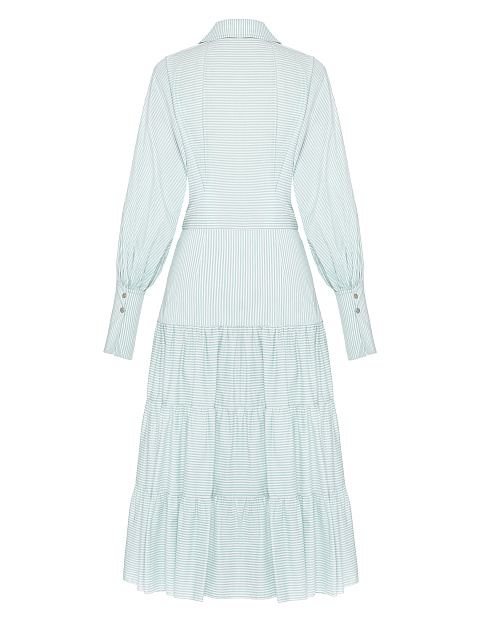 Мятное хлопковое платье-миди в полоску, 2