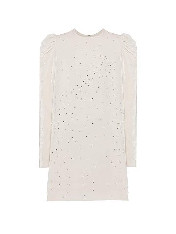 Белое детское бархатное платье-мини, 1