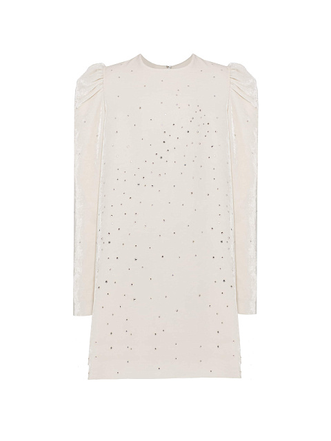 Белое детское бархатное платье-мини, 1