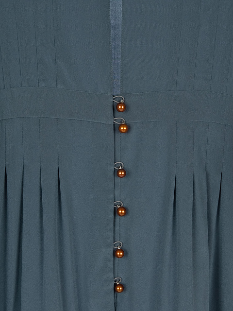 Темно-серое шелковое платье-миди с мехом норки, 4