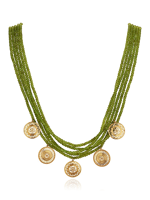 Колье из перидота с кулонами из позолоченного серебра, 1