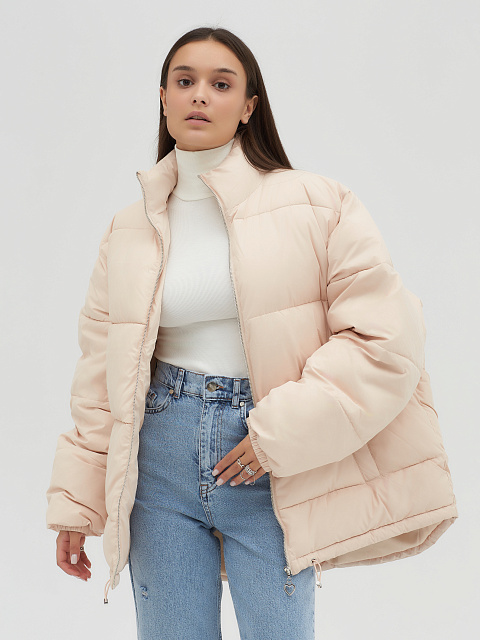 Кремово-бежевый объемный пуховик, 11