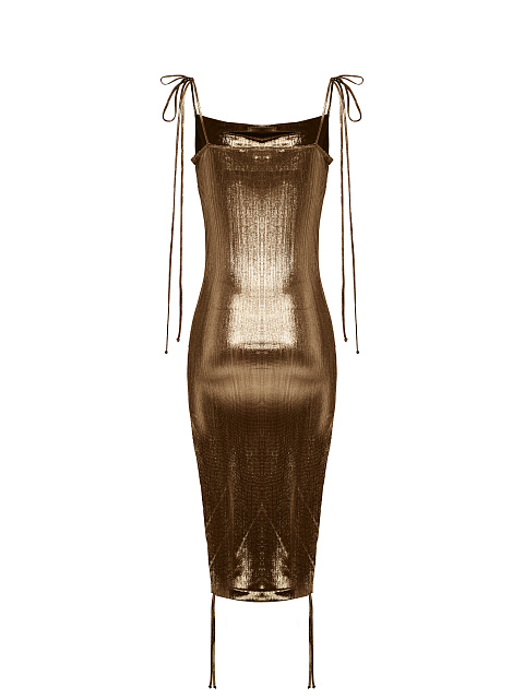 Коричневое платье-трансформер из трикотажа с металлическим блеском, 5