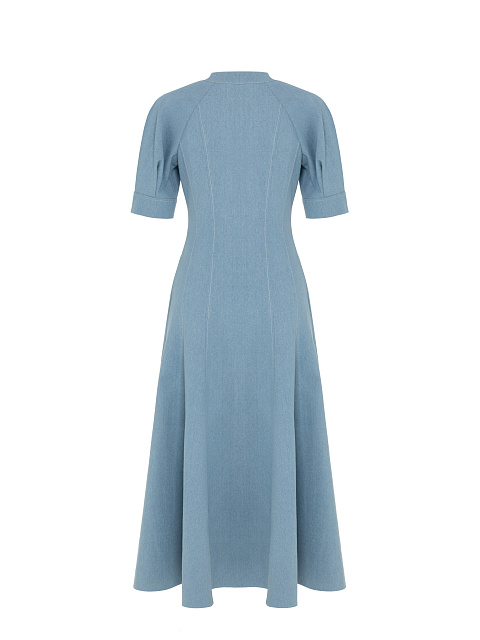 Голубое платье-миди из денима с рукавами-фонариками, 3 Голубое платье-миди из денима с рукавами-фонариками, 3