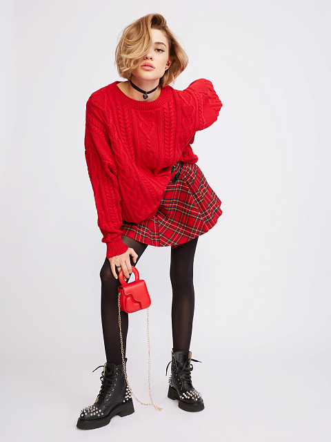 Юбка-мини в красно-черную клетку, 4