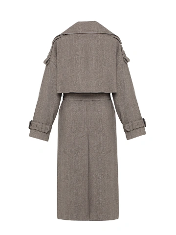 Коричневый двубортный тренч из кашемира, 2