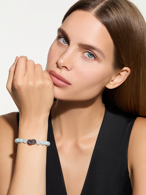 Браслет из черненого золота с бусинами из аквамарина и сапфирами, 2 Браслет из черненого золота с бусинами из аквамарина и сапфирами, 2