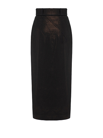 Черная юбка-карандаш из денима с люрексом, 2