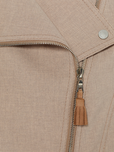 Бежевая укороченная косуха из льна, 3