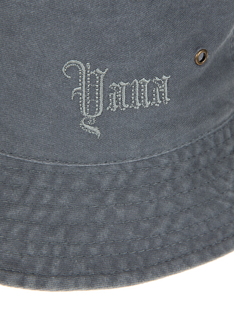 Серая хлопковая панама с вышивкой, 3