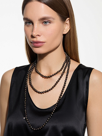 Колье из серебра с жемчугом, 175 см, 2