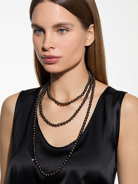 Колье из серебра с жемчугом, 175 см, 2