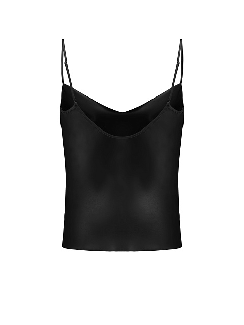 Черный атласный топ на тонких бретелях, 2