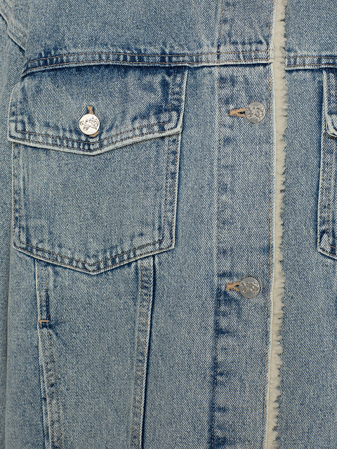 Голубая джинсовка на овчине молочного цвета, 3