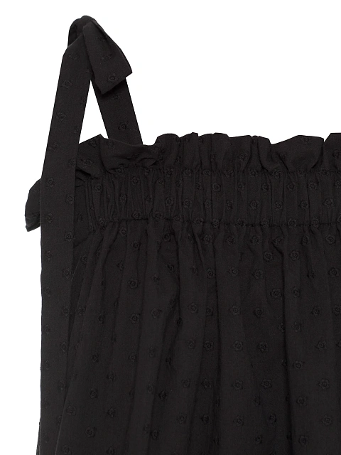 Черный комплект из топа на завязках и шорт с рюшами, 5