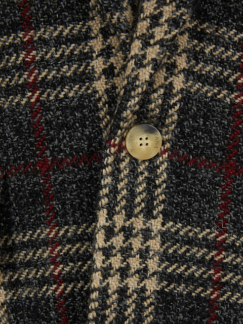 Однобортный шерстяной жакет в клетку, 3