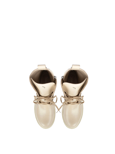 Бежевые кожаные ботинки с шипами, 4