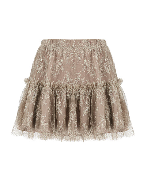 Бежевый комплект из топа и кружевной юбки, 4