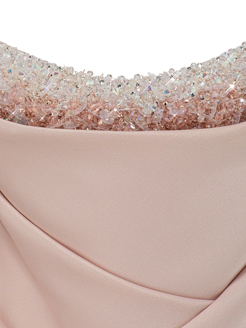 Светло-розовое платье-миди из тафты с кристаллами, 4 Светло-розовое платье-миди из тафты с кристаллами, 4