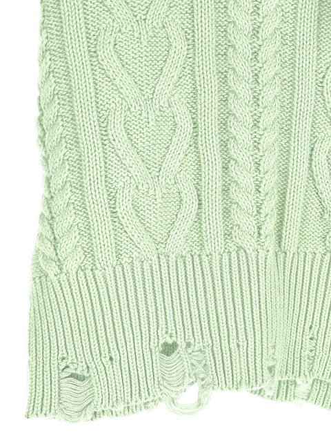 Укороченный мятный свитер с косами, 3 Укороченный мятный свитер с косами, 3