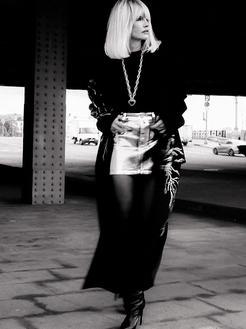 Юбка-мини из денима с серебряным напылением, 6 Юбка-мини из денима с серебряным напылением, 6