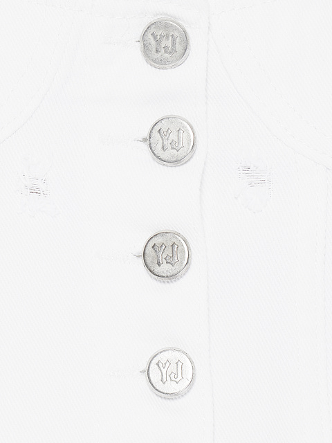 Белый топ из денима с потертостями, 3