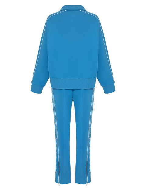 Ярко-голубой костюм с укороченной толстовкой и белой вышивкой, 2