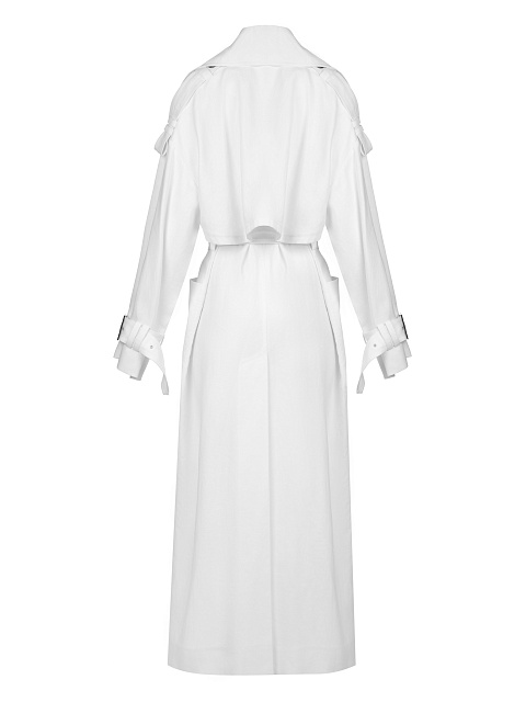 Белый двубортный тренч из льна, 2