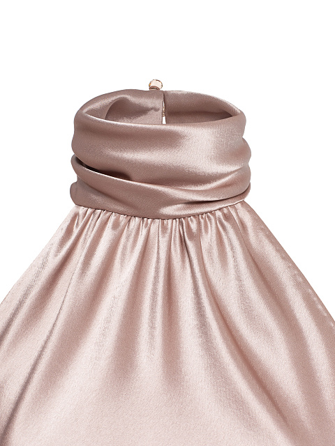 Розовое платье-макси из шелка с открытой спиной и стразами, 3